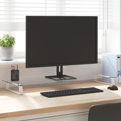 vidaXL Monitor Stand Desktop Computer Screen Riser Tempered Glass and Metal