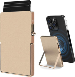 RFID Blocking Wallet Minimalist Slim Card Holder for Magsafe with Adjustable Stand, Metal Pop Up Magnetic Wallet  for Men TOYFID